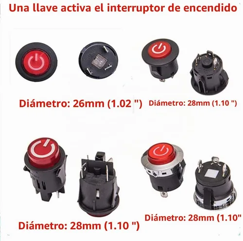 Vista 3 de Accesorio de repuesto para interruptor de arranque de botón de encendido, para 20A 12VDC aplicable con vehículos eléctricos para niños