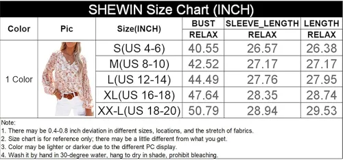 Vista 6 de SHEWIN - Blusas casuales, holgadas, de estilo bohemio, mangas largas, con cuello en V y estampado floral para mujer