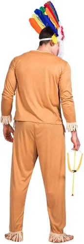 Vista 2 de EraSpooky Disfraz indio para hombre, disfraz de nativo americano, para hombre y mujer, adulto, Halloween