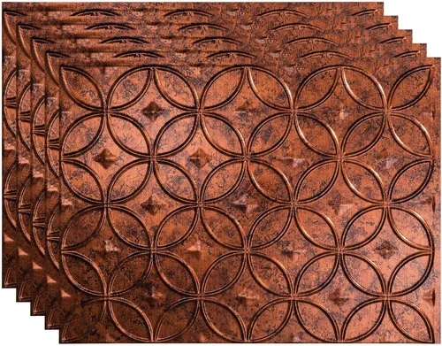 Vista 12 de FASÄDE Anillos Panel de Revestimiento Decorativo de Vinilo de 18 x 24 pulgadas en Bronce Argent (Paquete de 5)