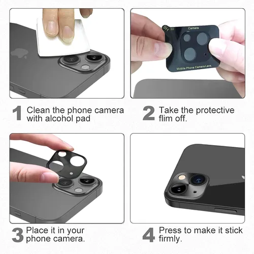 Vista 6 de Protector de lente de cámara para iPhone, [2 unidades] Funda protectora de aleación de aluminio premium para lente de cámara trasera