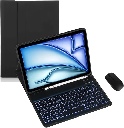 Vista 18 de Funda de teclado para tableta Android Samsung Galaxy Tab A9 de 8.7 pulgadas SM-X110/X115/X117 Cubierta trasera a prueba de golpes Funda de Negro