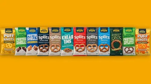 Vista 5 de Unique Snacks Pretzels extra de sal dividida, deliciosos horneados con estilo casero, certificado OU Kosher y sin OMG, sin sabor artificial, bolsas