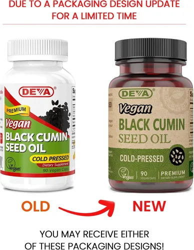 Vista 2 de Deva Vegan Nutrition Aceite de semilla de comino negro, prensado en frío, sin refinar, 90 cápsulas (paquete de 3)