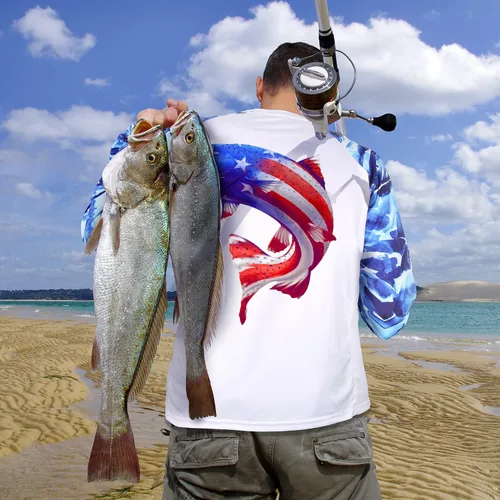 Vista 4 de Palmyth - Camiseta de pesca para hombre, con manga larga, protección solar ultravioleta FPU 50+, con bolsillo