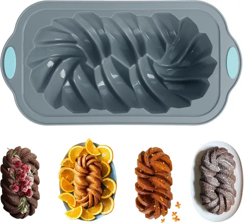 Vista 9 de Sartén para pan de baguette, sartén antiadherente de silicona de grado alimenticio, bandeja para hornear pan francés perforado de 4 cavidades