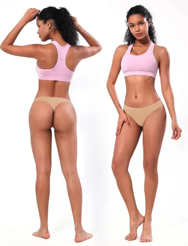 Vista 3 de Bubblelime - Panties deportivos tipo tanga, tiro bajo, no se transparentan, panties sexis invisibles y transpirables (paquetes de 6, 3 y 1 unidades)