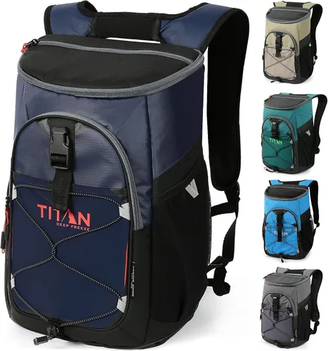 Vista 14 de Titan by Arctic Zone Backpack Cooler, Insulated Soft Sided Bag with Leak Proof Lining and Padded Straps, for Lunch, Picnic, and Travel, 24 Can Gris
