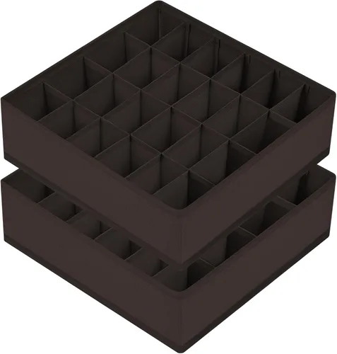 Vista 23 de Joyoldelf Organizador de cajones para calcetines, organizador de ropa interior, organizador de 16 celdas de tela, cajas de almacenamiento para Beige