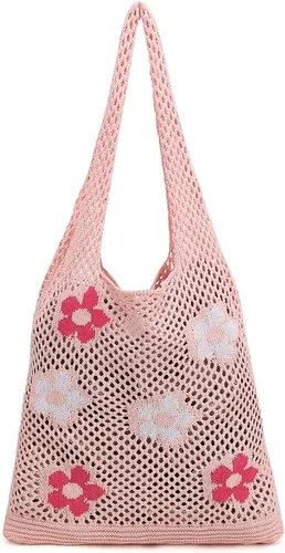 Vista 12 de ENBEI Bolsas bohemias, bolsa de punto de hombro, bolsa de mano Y2K estética, bolso de ganchillo lindo para mujeres, regalos hippie