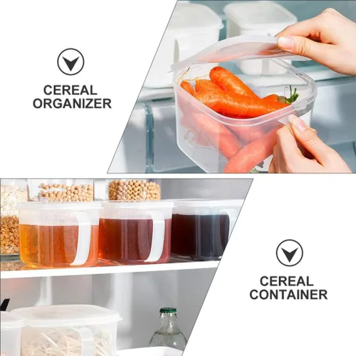 Vista 7 de HANABASS 2 recipientes de plástico cuadrados para almacenamiento de alimentos, organizador con mango de tapa, recipientes de plástico