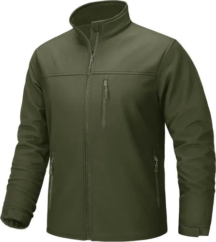 Vista 9 de TACVASEN Chaqueta ligera Softshell para hombre, con forro polar, impermeable, táctica, con cremallera, abrigo de invierno cortavientos casual