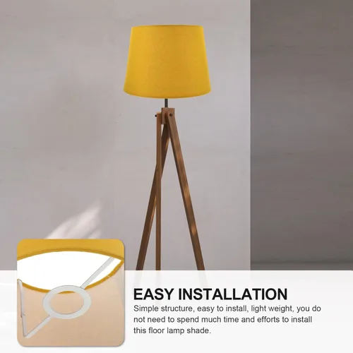 Vista 6 de Pantalla de lámpara de mesa Pantalla Pantalla para piso Tela colgante Plataforma Amarillo Escritorio