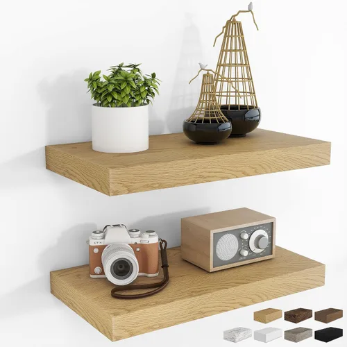 Vista 27 de RICHFOCUS Estantes flotantes de 8 pulgadas para estantes cuadrados de pared para dormitorio, cocina, baño, estante flotante de madera rústica