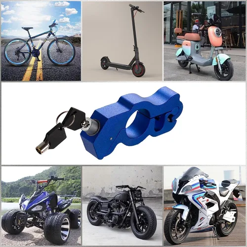 Vista 5 de Cerraduras de motocicleta manillar antirrobo, azul Cerradura de agarre resistente, bloqueo de freno, para motocross, ciclomotor, scooter, ATV