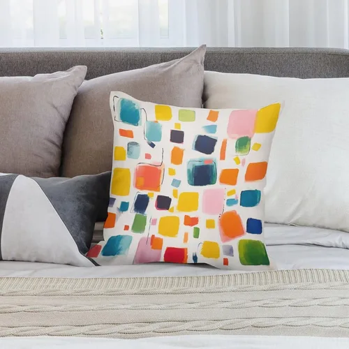 Vista 7 de Almohadas grandes para cama, fundas de almohada abstractas coloridas con patrón de rayas verticales, fundas de almohada cuadradas suaves, fundas