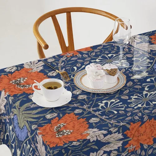 Vista 150 de Mantel Floral Retro de Pájaros, Diseño Original Bohemio William Morris Estampado Cubierta de Mesa para Hogar Picnic Fiesta Comedor Cocina William