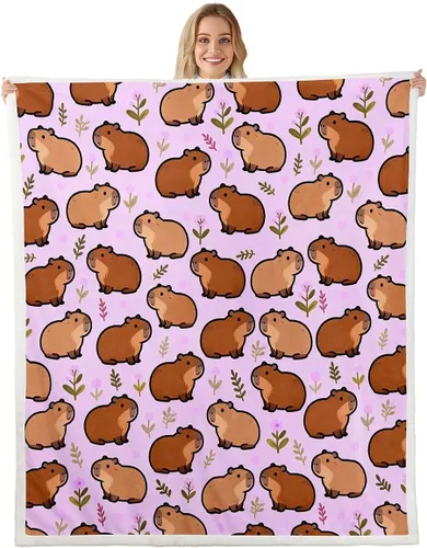 Vista 31 de Erosebridal Funny Capybaras Blanket Capybara Lover Gifts Cute Fleece Blanket for Kids Girls Boys, Capybara Decorations Blankets 40"x50", Kawaii