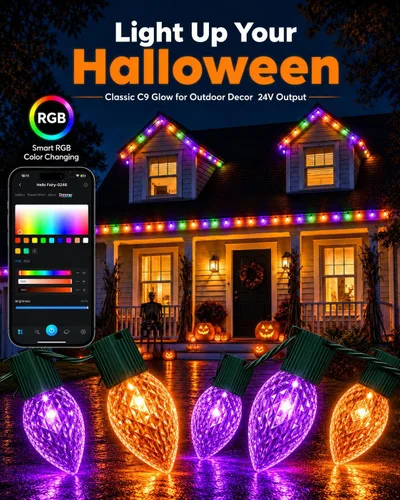 Vista 2 de Cadena de luces de Navidad Smart RGB C9 de 33 pies con 50 LED