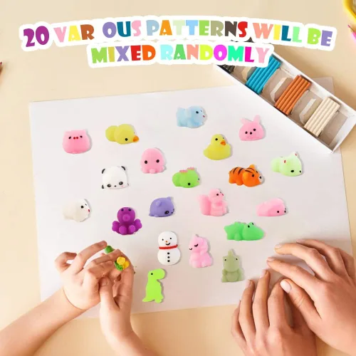 Vista 6 de 20 piezas Kawaii Mochi Animal Squishies para aliviar el estrés, juguetes para apretar, regalos de cumpleaños, premios en el aula, regalos de fiesta