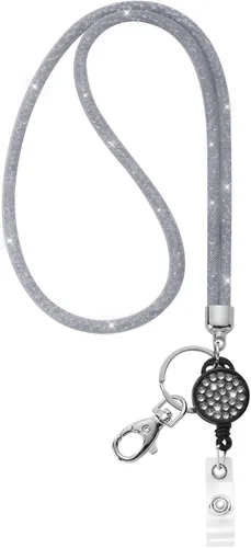 Vista 11 de SAVORI Cordón de llavero brillante de 32.9 pulgadas, con diamantes de imitación de cristal, correa para el cuello para mujeres, niños, profesores