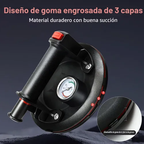 Vista 2 de Ventosas resistentes de 8 pulgadas para vidrio, paquete de 2 con capacidad de carga de 600 libras, herramienta elevadora de vidrio resistente