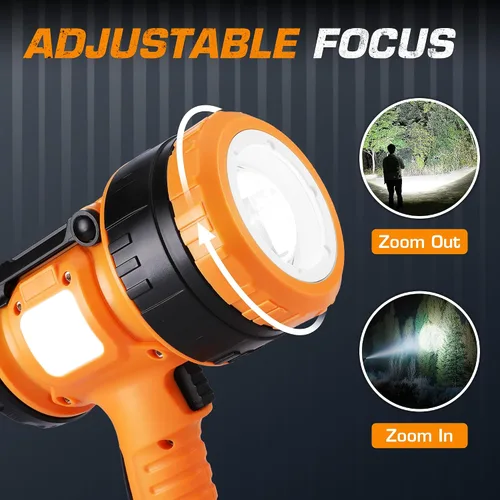 Vista 2 de EverBrite Foco recargable con enfoque ajustable, linterna LED de mano con 5 modos, rango de 1,968.5 ft, luz de punto para caza, barco, camping