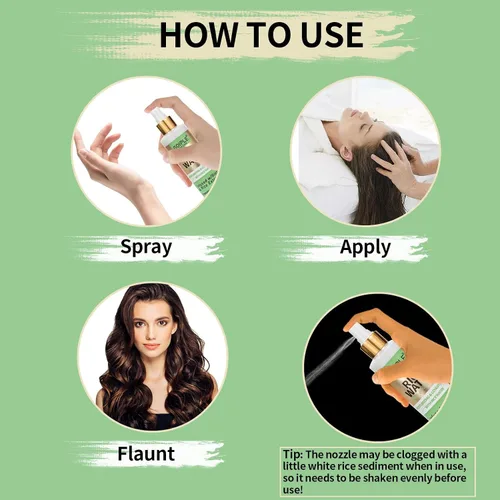 Vista 7 de Agua de arroz WOZUTUNT para el crecimiento del cabello, 7.14 onzas líquidas sin enjuague, productos para el cuidado de mujeres y hombres, aerosol