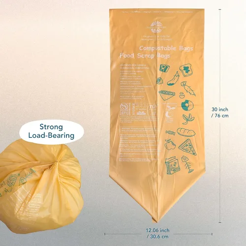 Vista 2 de Bolsas de basura compostables de 13 galones, bolsas altas de basura de alimentos resistentes para cocina, extragruesas, certificadas US BPI ASTM