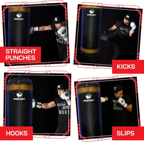 Vista 2 de Saco de boxeo pesado extra grande de lujo para adultos, boxeo, artes marciales, Muay Thai, equipo de entrenamiento de fuerza, lleno, 4 pies, 135