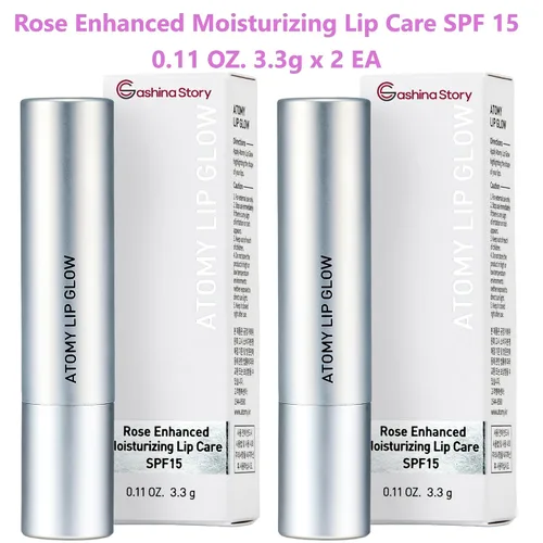 Vista 2 de Atomy Lip Glow 0.12 oz x 2 EA - Bálsamo hidratante para el cuidado de los labios con color rosa natural