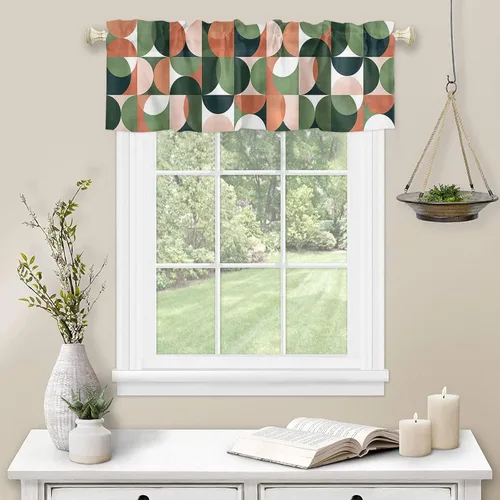 Vista 108 de Cortinas de cocina de Navidad, cenefa semitransparente ajustable con lazo, muñeco de nieve, copo de nieve, bolsillo para barra, tratamiento