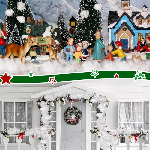 Vista 2 de Riakrum Decoración de Nieve Falsa con Relleno de Fibra Esponjosa Artificial Blanca para Cubrir Árboles y Decoraciones de Hogar y Fiestas (180 G)