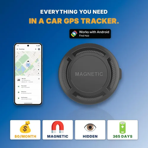 Vista 2 de Rastreador GPS para vehículos: rastreador GPS magnético para automóvil, sin suscripción, funciona con Google Find Hub (Find My Device), rastreador