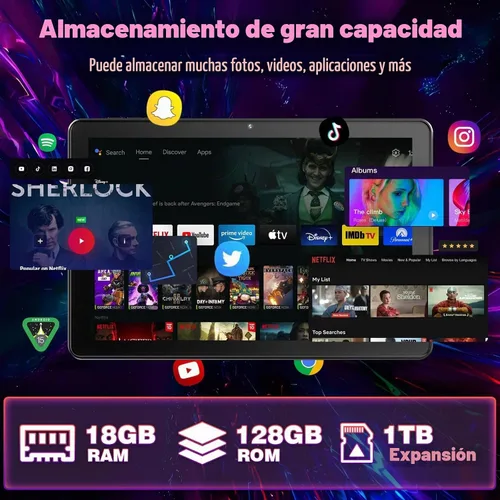 Vista 4 de Tablet Android de 10 pulgadas con procesador Octa-Core