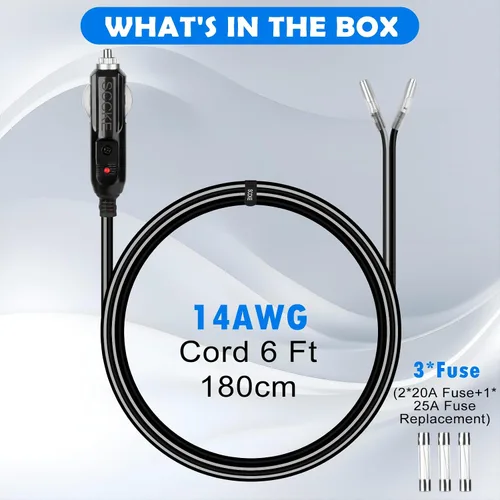 Vista 7 de Adaptador de corriente para encendedor de cigarrillos de 6 pies 14 AWG 12 V 24 V
