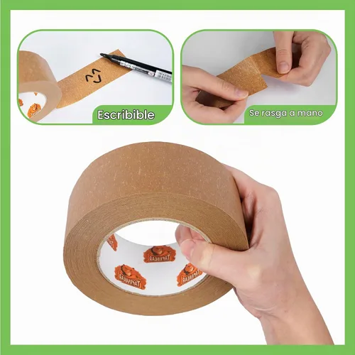Vista 7 de TAPEBEAR Cinta de papel kraft ecológica, cinta de embalaje biodegradable resistente de 2 pulgadas x 55 yardas, cinta de embalaje reciclable