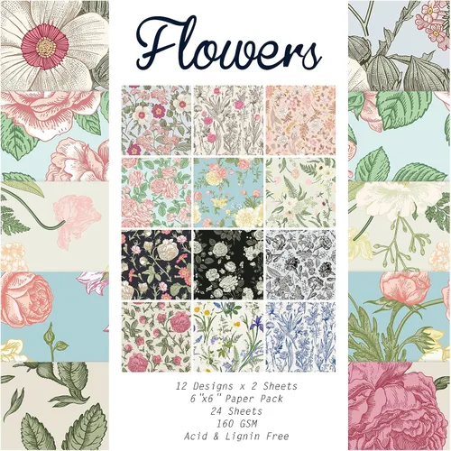 Vista 11 de 24 hojas de 12 diseños de álbumes de recortes, 6 x 6 pulgadas, papel de cartulina para manualidades Decopodge de una sola cara, álbum de recortes
