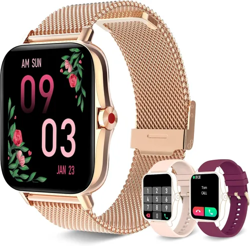 Vista 8 de Reloj inteligente para mujer (recepción de llamadas/marcación), reloj inteligente impermeable para teléfonos Android iOS de 1.7 pulgadas, pantalla