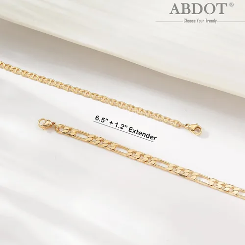 Vista 2 de ABDOT Pulseras delicadas de oro para mujer, pulseras chapadas en oro de 14 quilates para mujer, juegos de pulseras apilables de oro, pulseras