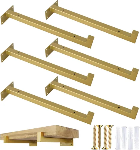 Vista 8 de OVOV Paquete de 6 soportes de estante negros de 6 pulgadas con soporte de estante industrial para almacenamiento de cocina, baño, soporte de estante