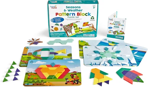Vista 5 de hand2mind Juego de rompecabezas de bloques de patrones de animales e insectos, rompecabezas Tangram, formas geométricas para niños, tarjetas