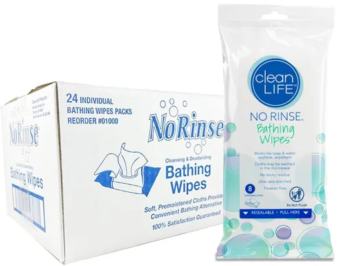 Vista 4 de No Rinse baño Toallitas – 8 por paquete, talla única Se ajusta a todos, Value Not Found