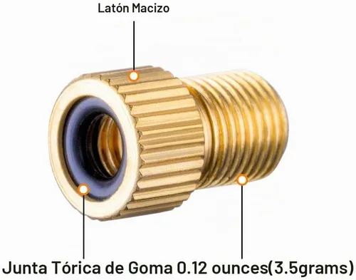 Vista 2 de Adaptador de Válvula Presta de Latón, Convertir Adaptador Presta a Schrader para Bicicleta, Inflar Neumático con Bomba Estándar o Compresor de Aire