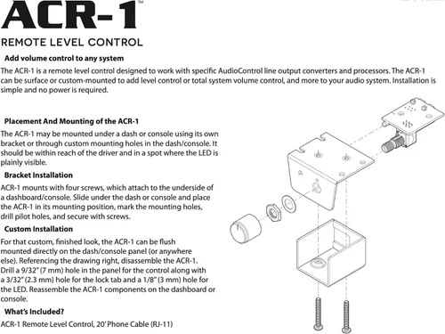 Vista 7 de Audio Control ACR1 - Mando a distancia para procesadores de control de audio