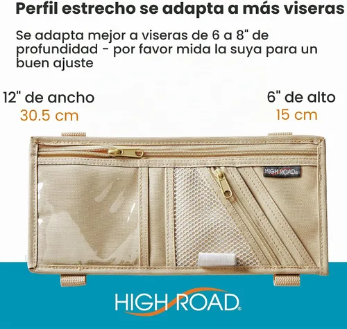 Vista 7 de High Road Organizador de visera de coche y soporte para documentos para Beige Bronceado