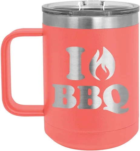 Vista 16 de I Love BBQ Black Taza de café de 15 oz con tapa deslizante Taza de café de viaje aislada Idea de regalo para barbacoa y parrilla para hombres
