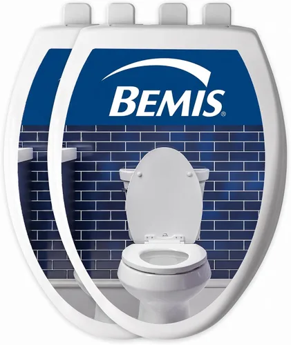 Vista 9 de Bemis Asiento de inodoro redondo de plástico con tapa, blanco
