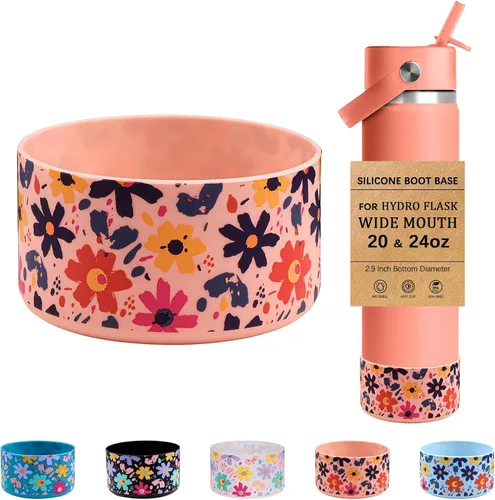 Vista 15 de HEYSKAY Funda Protectora de Silicona para Botellas de Agua Hydro Flask de Boca Ancha de 12oz 16oz 18oz 21oz 24oz Protector de Fondo y Otras Botellas