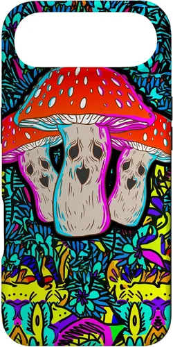Vista 27 de Funda de regalo con ácido de seta, diseño psicodélico de cara aterradora con hongos mágicos para iPhone 17